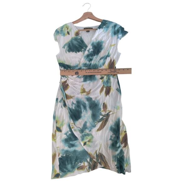 Tommy Bahama Blue Green and Yellow High Low Faux Wrap Dress Size M - Picture 10 of 11